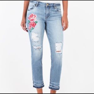 KUT from the Kloth Embroidered Raw Hem Jeans